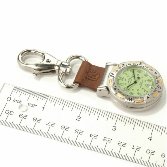 Field & Stream Master Green Dial Multi-Function Compass Leather Pocket Watch New - Picture 2 of 7